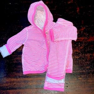 Pink and white striped Gymboree sweater pants set